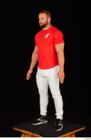  Dave black sneakers dressed red t shirt standing white pants whole body 0002.jpg